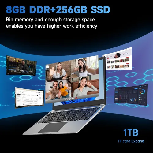 Vista 3 de Laptop de 16" con Win11, 8GB RAM 256GB SSD, AMD A9(hasta 3.2GHz)