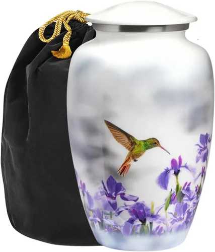Vista 10 de Trupoint Memorials Urnas de Cremación para Cenizas Humanas de Adultos Mujeres, Urna Funeraria Decorativa para Hombres y Mujeres – Grande, Colibrí