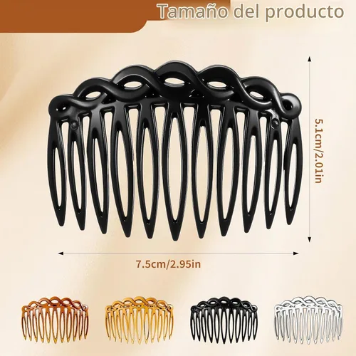 Vista 2 de Peinetas de pelo francés, 8 piezas, peines laterales para el cabello, peines decorativos para mujeres, juego de accesorios de plástico