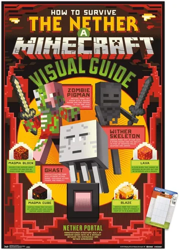 Vista 17 de Trends International Minecraft - Póster de The Nether Wall, 14.725 x 22.375 pulgadas, versión enmarcada de madera de granero