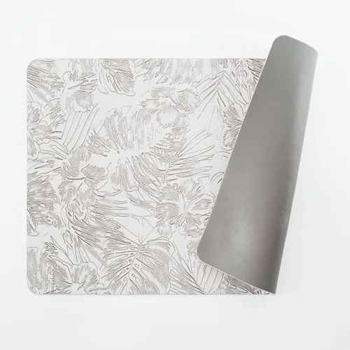 Vista 2 de POLYTE Manteles individuales lavables de vinilo con relieve para interiores y exteriores, de imitación a cuero, juego de 4
