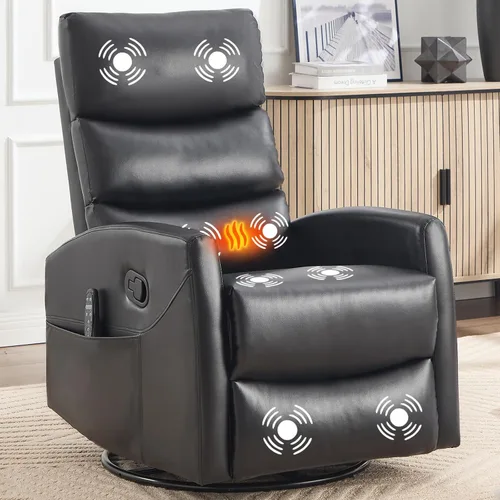 Vista 20 de Silla reclinable con masaje y calor, silla reclinable giratoria con respaldo alto, sillones reclinables manuales Lazy Boy para adultos, silla