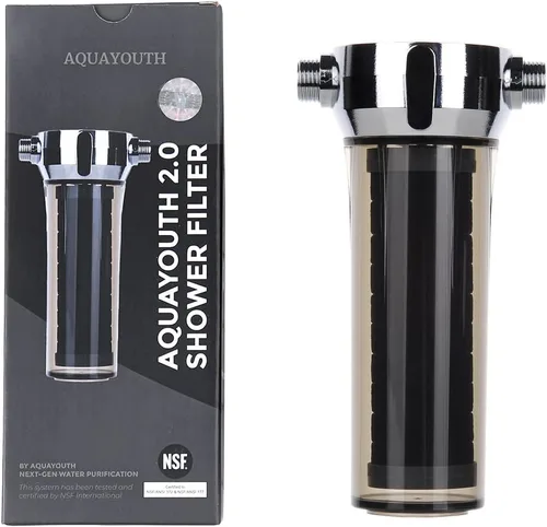 Vista 4 de AQUAYOUTH Filtro de cabezal de ducha de carbono 2.0 Elimina cloro, metales pesados y más Ideal para piel seca, cabello seco y más Certificado