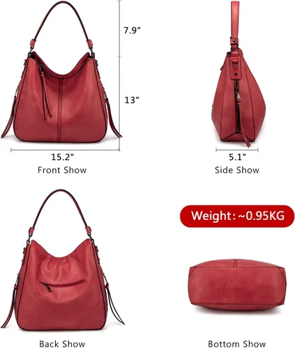 Vista 3 de Bolsas de diseñador de estilo hobo, grandes, de cuero sintético, para mujer