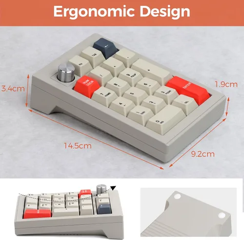 Vista 6 de EPOMAKER CIDOO V21 - Almohadilla numérica programable a través de juntas, bloc numpad de aluminio, Bluetooth 5.02.4ghzteclado numérico