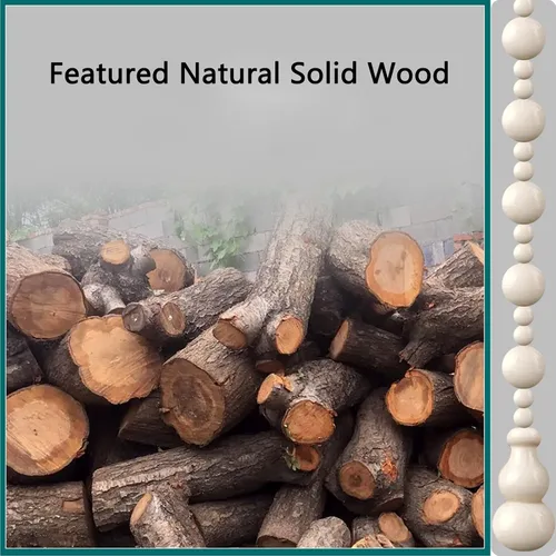 Vista 3 de Cortina de cuentas de madera natural, cortinas de cuentas de madera hecha a mano, 25 hebras de cortinas de puerta con cuentas de madera, cuerda