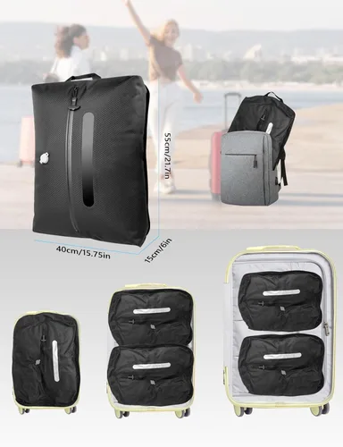 Vista 3 de AIDONS Bolsas de viaje al vacío con bomba – Bolsas de compresión al vacío reutilizables, nailon reforzado 420D, resistentes a desgarros