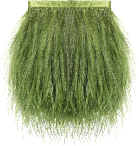 Vista 7 de SOGUGOM Adorno de Plumas de Avestruz Negro - 1.5 Capas 2 Yardas Plumas de 4 Pulgadas Adorno de Cintas con Flecos para Costura, Vestidos, Proyectos