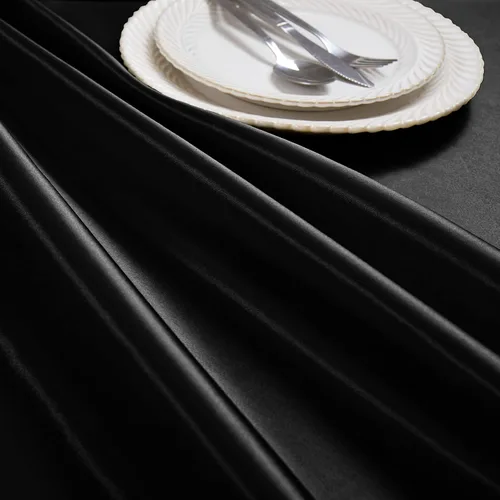 Vista 5 de 1 paquete de mantel de satén negro, 58 x 102 pulgadas, rectangular
