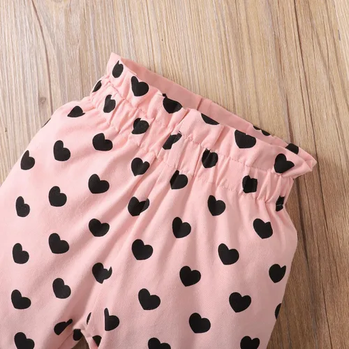Vista 4 de Edelqual Conjunto de 3 piezas de ropa para bebé niña recién nacida, mameluco de corazón, pantalones, diadema