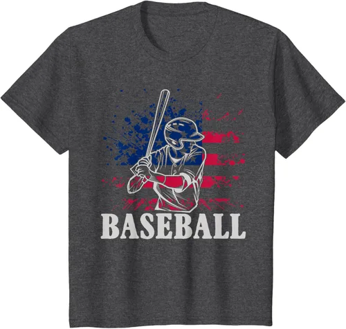 Vista 35 de Camiseta de béisbol deportiva estadounidense con bandera estadounidense, Negro, S