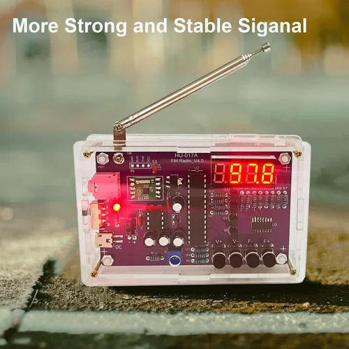 Vista 4 de Nuevo kit de soldadura de radio FM, kit electrónico de radio portátil para bricolaje, alimentado por baterías o USB, kit de soldadura de práctica