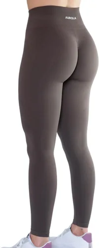 Vista 2 de AUROLA Leggings de entrenamiento para mujer, sin costuras, con control de abdomen, mallas ajustadas, para gimnasio, fitness, deporte, yoga, leggings