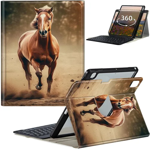 Vista 40 de Funda de teclado para iPad de 9ª/8ª/7ª generación de 10.2 pulgadas 2021/2020/2019 con soporte delgado giratorio de 360 grados, cubierta inteligente