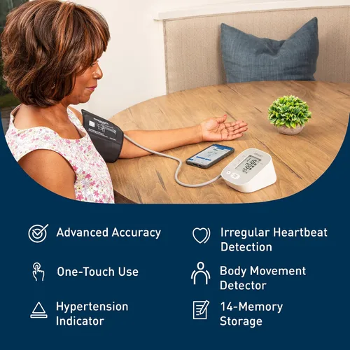 Vista 2 de OMRON Monitor de Presión Arterial Bronze para Uso Doméstico y Brazalete de Presión Arterial para Brazo Superior - Marca #1 Recomendada por Médicos