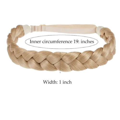 Vista 2 de Diadema trenzada para mujer, 3 hebras, banda trenzada gruesa Estilo rápido, aspecto natural, ajuste elástico suave, sensación ligera, sujeción