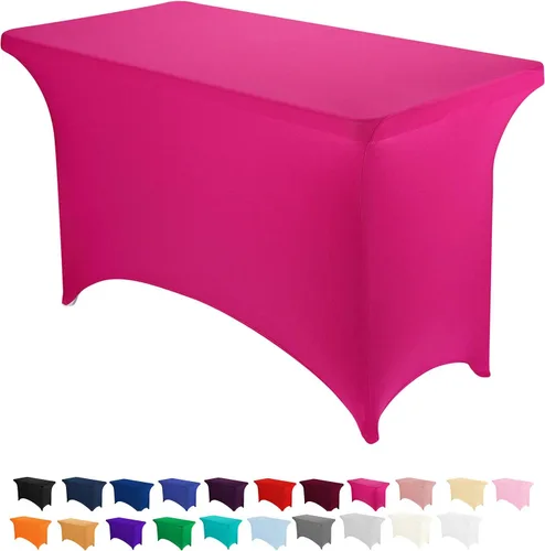 Vista 60 de Peomeise - Funda de mesa de elastano de 4 pies, mantel rectangular elástico de elastano (verde manzana, 4 pies)