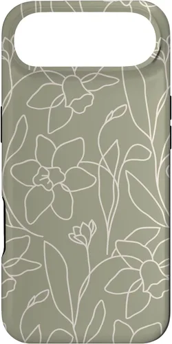 Vista 27 de Poppy Flower Line Art Modern Leaves Boho Artichoke Green Case for iPhone 17