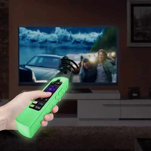 Vista 7 de CaseBot Funda de silicona para control remoto Roku Voice RCA1R/RCAL7R Verde que brilla en la oscuridad
