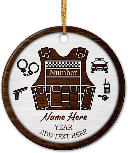 Vista 23 de Adorno de cerámica personalizado de asistente principal, adornos de Navidad del mejor asistente del mundo, texto personalizado, año y nombre de Papá
