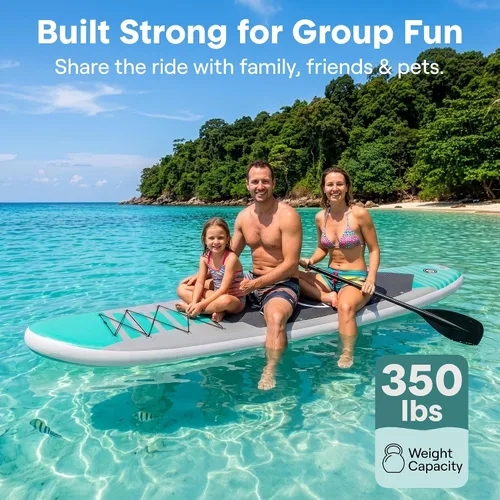 Vista 2 de SereneLife Tabla de remo inflable de 10 pies 6 pulgadas con accesorios de SUP de alta calidad, diseño estable de 32 pulgadas de ancho