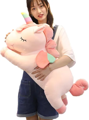 Vista 11 de Animales de peluche de unicornio, almohada suave de unicornio para abrazar, regalo para niños (rosa, 12 pulgadas)