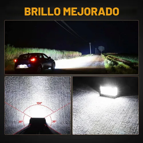 Vista 2 de Luces LED de disparo lateral, Muto-Beam, 2 piezas, 4 pulgadas, cuatro filas, luces LED para niebla, lámparas impermeables para conducción Blanco