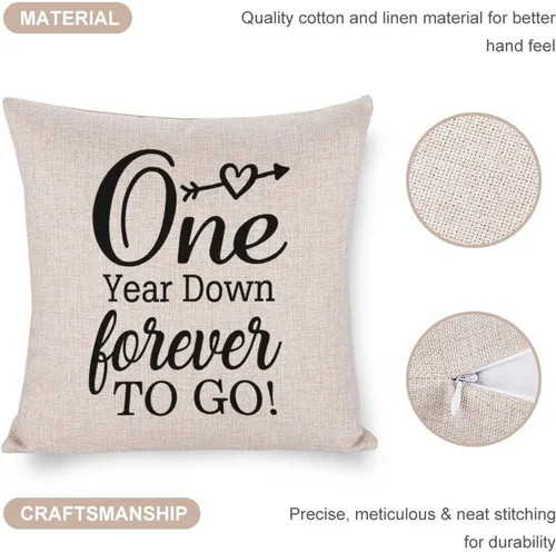 Vista 4 de One Year Down Forever to Go - Fundas de almohada decorativas de 16 x 16 pulgadas, funda de cojín cuadrada con acento de San Valentín para sofá