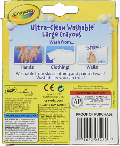 Vista 2 de Crayolas lavables de Crayola, grandes, 8 colores por caja, paquete de de 2