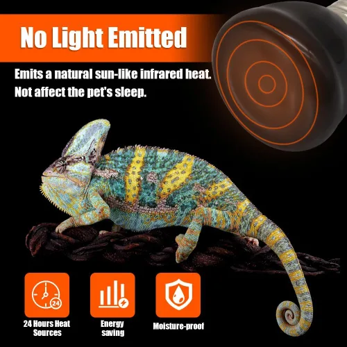 Vista 2 de Mini lámpara de calor para reptiles, emisor de calor infrarrojo de cerámica (paquete de 4) base E26/E27, AC110V, para mascotas, anfibios