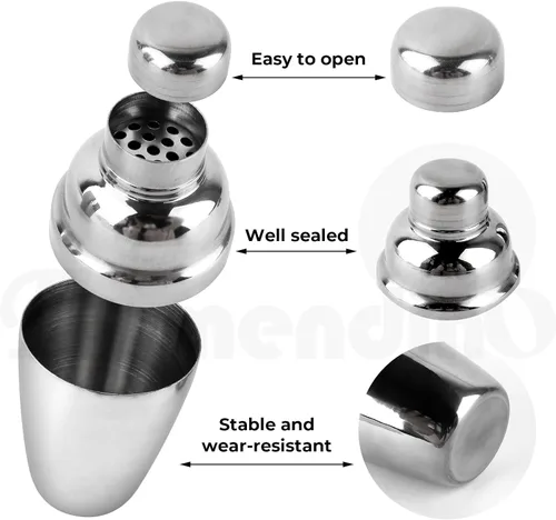 Vista 6 de Framendino, Coctelera de 8 onzas Martini Shakers Mixto Set Bebida de Acero Inoxidable Pequeña Bar Herramientas Profesionales