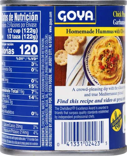Vista 4 de Goya Foods Chick Peas, Garbanzo, 10.5 onzas (paquete de 24)