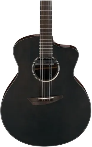 Vista 2 de Ibanez Jon Gomm Signature JGM5 - Guitarra acústica eléctrica, parte superior de satén negro, parte trasera y laterales naturales de alto brillo