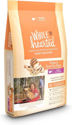 Vista 3 de WholeHearted by Petco All Breed Receta de pollo y arroz integral Alimento seco para cachorros, 30 libras.