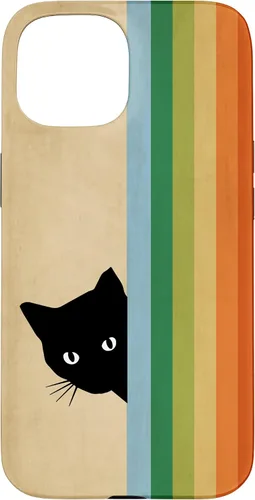 Vista 6 de Black Kitty Cat - Retro Vintage Rainbow Phone Case for iPhone 17