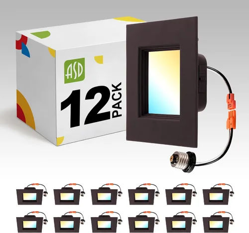 Vista 13 de ASD Iluminación LED empotrable cuadrada blanca de 4 pulgadas retrofit - 9W 709LM 2700/3000/3500/4000/5000K regulable seleccionable LED Downlight