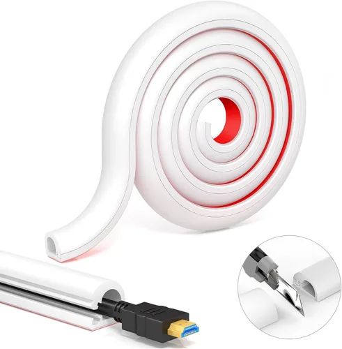 Vista 8 de Cubierta de cable de pared autoadhesiva de 39 pulgadas para paredes, cubierta de cable flexible para una fácil gestión de cables, 0.59 pulgadas