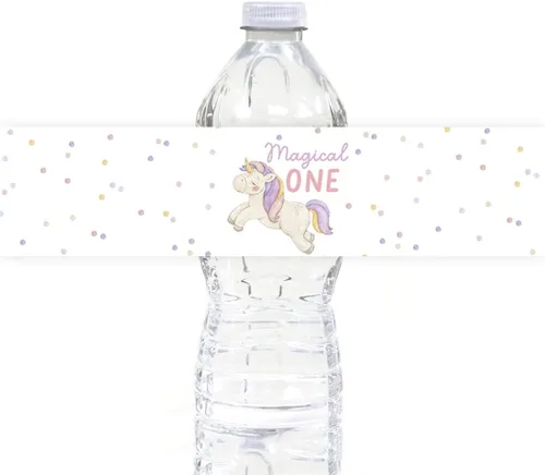 Vista 20 de Andaz Press Etiquetas impermeables para botellas de agua de primer cumpleaños con diseño de arco iris bohemio, envolturas brillantes para botellas