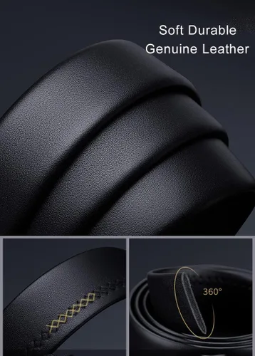 Vista 4 de VANNANBA Cinturón de cuero para hombre con trinquete para hombre, hebilla automática con caja de regalo