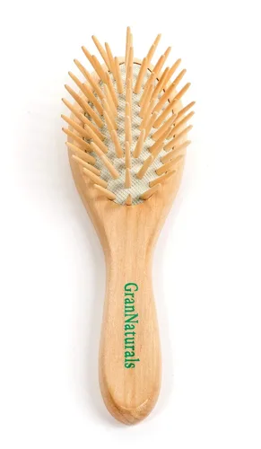 Vista 4 de GranNaturals cepillo de madera para desenredar el cabello - tamaño pequeño para viajes, paquete de de 1