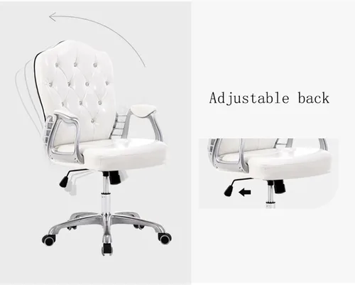 Vista 4 de QQXX Silla de oficina en casa, silla ergonómica de escritorio, silla de computadora con soporte lumbar, reposabrazos, silla ejecutiva giratoria