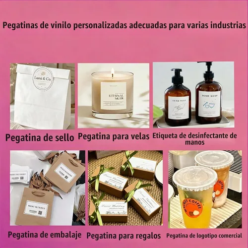 Vista 2 de 200 calcomanías personalizadas, etiquetas redondas, papel adhesivo personalizado, vinilo, PVC transparente, paquete de pequeñas empresas