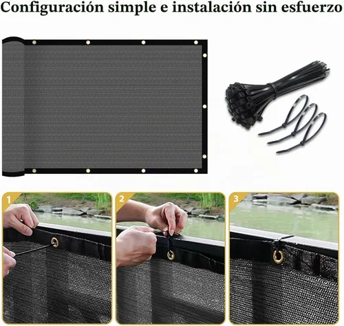 Vista 4 de Shade&Beyond - Pantalla de privacidad para valla de 3 x 10 pies, resistente, 170 GSM, cubierta de malla para pared, jardín, patio trasero Gris-oscuro