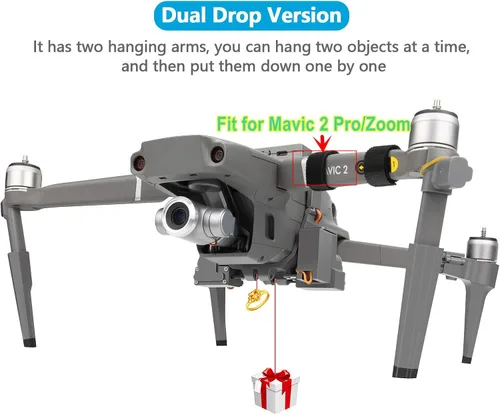 Vista 2 de Hanatora Dispositivo de lanzamiento de Airdrop de carga útil de doble caída para DJI Mavic 2 Pro/Zoom Drone, sistema de entrega de clip de gota