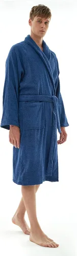 Vista 4 de Ghui - Bata de baño de rizo para hombre, 100% algodón con cuello de chal