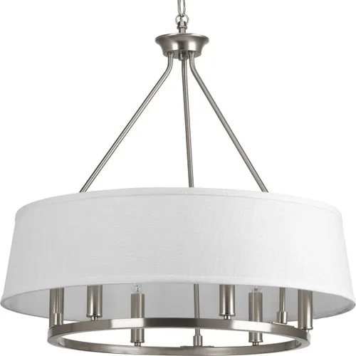 Vista 21 de Cherish Collection - Lámpara de araña costera con pantalla de lino blanco claro, bronce antiguo