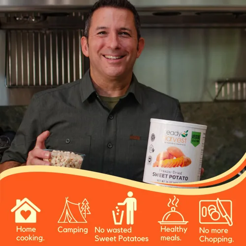 Vista 8 de Ready Harvest Alimentos liofilizados - batatas Alimentos de emergencia Productos básicos de despensa Lata #10 Vida útil de 25 años Latas