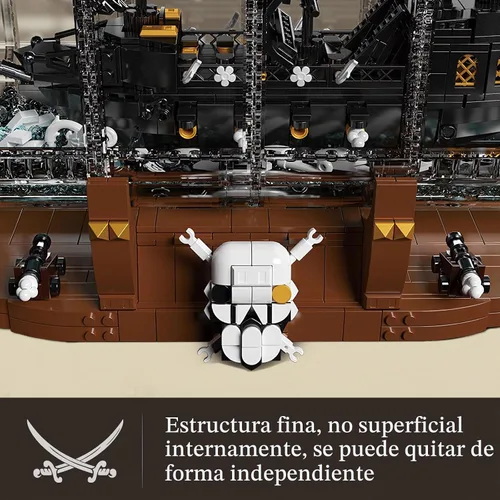 Vista 4 de Mould King 10065 - Botella de deriva con juego de bloques de construcción de barcos de perlas negras, modelo de barco pirata en botella, kit