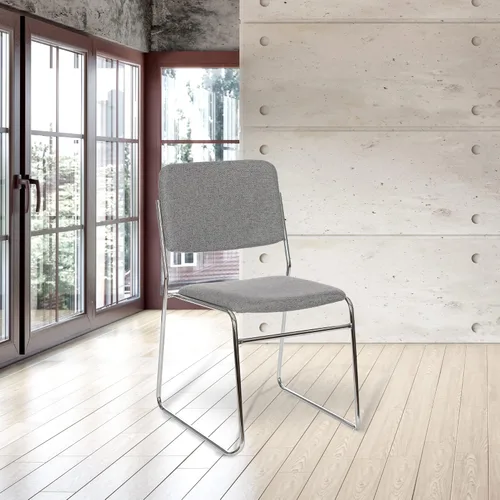 Vista 2 de OEF Furnishings OEF8652/2 Silla apilable acolchada de tela de grado comercial (gris clásico, paquete de 2)