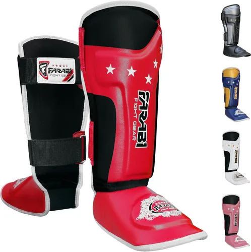 Vista 7 de Farabi Sports Shin Instep Kids Junior MMA Kick Boxing Shin Guard Training Shin Protector Guards Negro